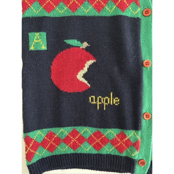 J Knits Vintage Women’s Medium V-neck Cardigan Sweater Teacher School USA - Picture 5 of 10